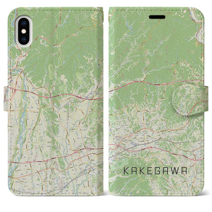 【掛川2（静岡県）】地図柄iPhoneケース（手帳タイプ）ナチュラル・iPhone XS Max 用