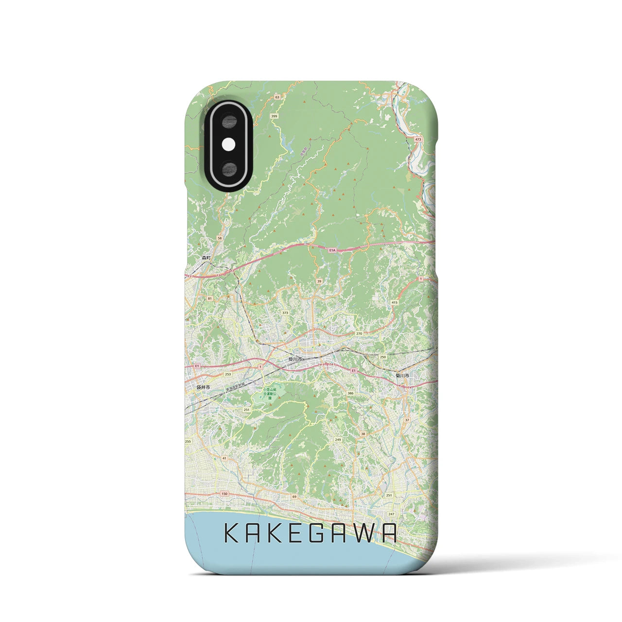 【掛川3（静岡県）】地図柄iPhoneケース（バックカバータイプ）ナチュラル・iPhone XS / X 用