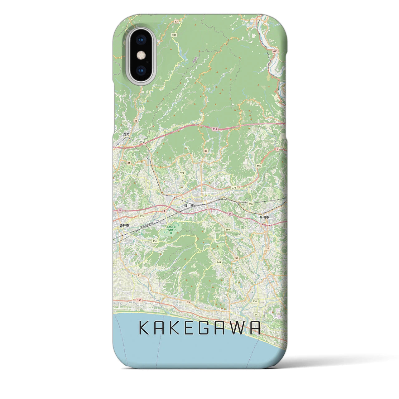 【掛川3（静岡県）】地図柄iPhoneケース（バックカバータイプ）ナチュラル・iPhone XS Max 用