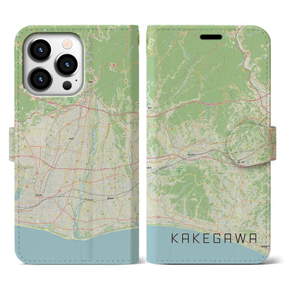 【掛川3（静岡県）】地図柄iPhoneケース（手帳タイプ）ナチュラル・iPhone 13 Pro 用