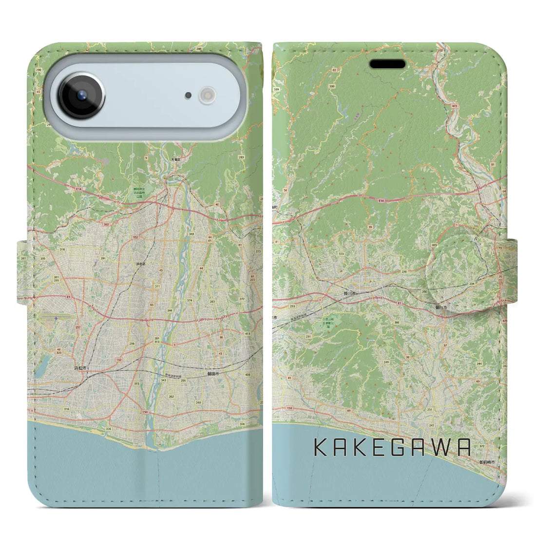 【掛川3(静岡県)】地図柄iPhoneケース(手帳タイプ)ナチュラル・iPhone 17 Pro Max 用