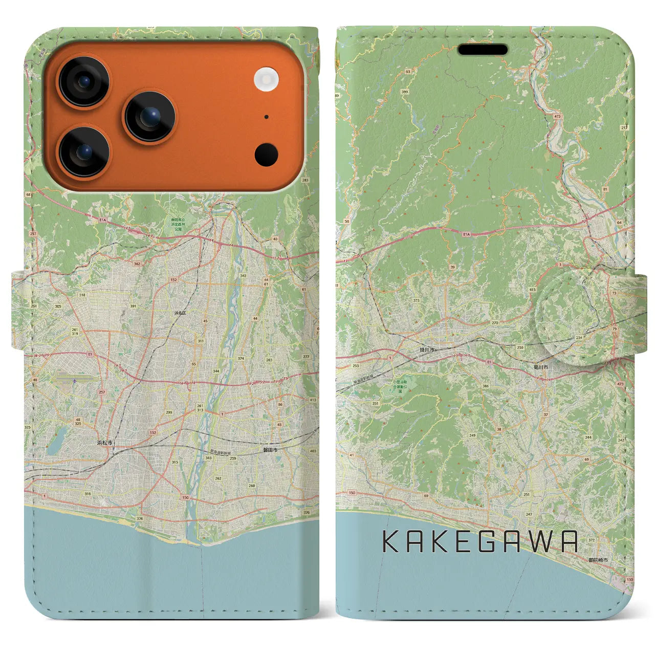 【掛川3（静岡県）】地図柄iPhoneケース（手帳タイプ）