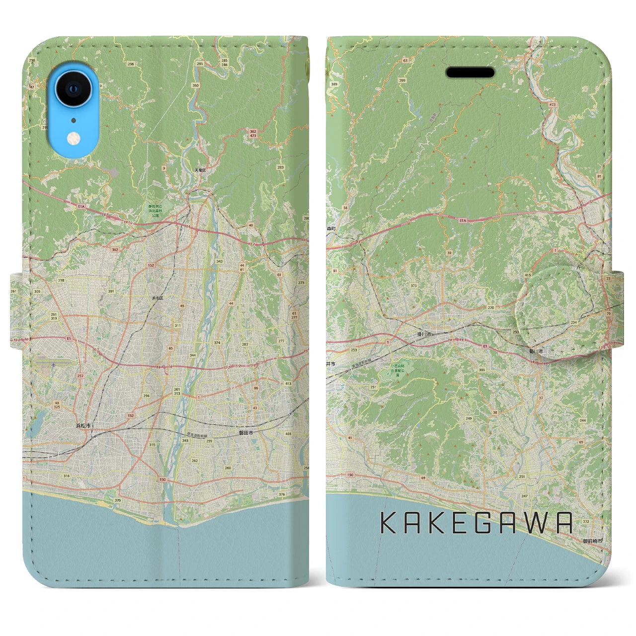 【掛川3（静岡県）】地図柄iPhoneケース（手帳タイプ）ナチュラル・iPhone XR 用