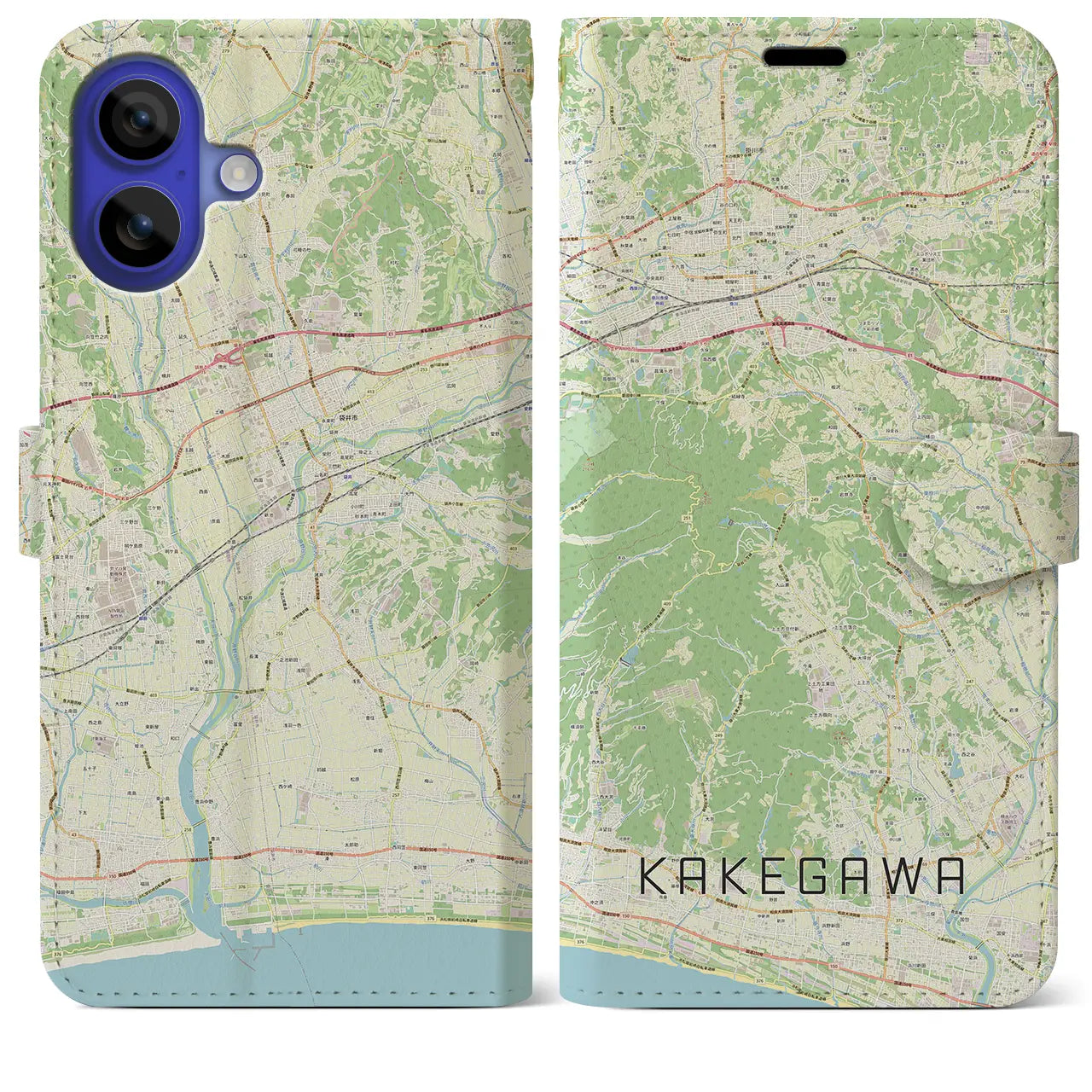 【掛川（静岡県）】地図柄iPhoneケース（手帳タイプ）ナチュラル・iPhone 16 Pro Max 用