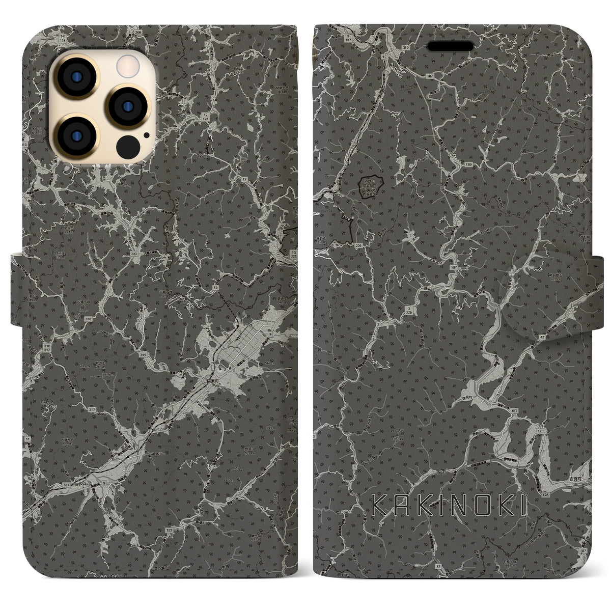 【柿木（島根県）】地図柄iPhoneケース（手帳タイプ）