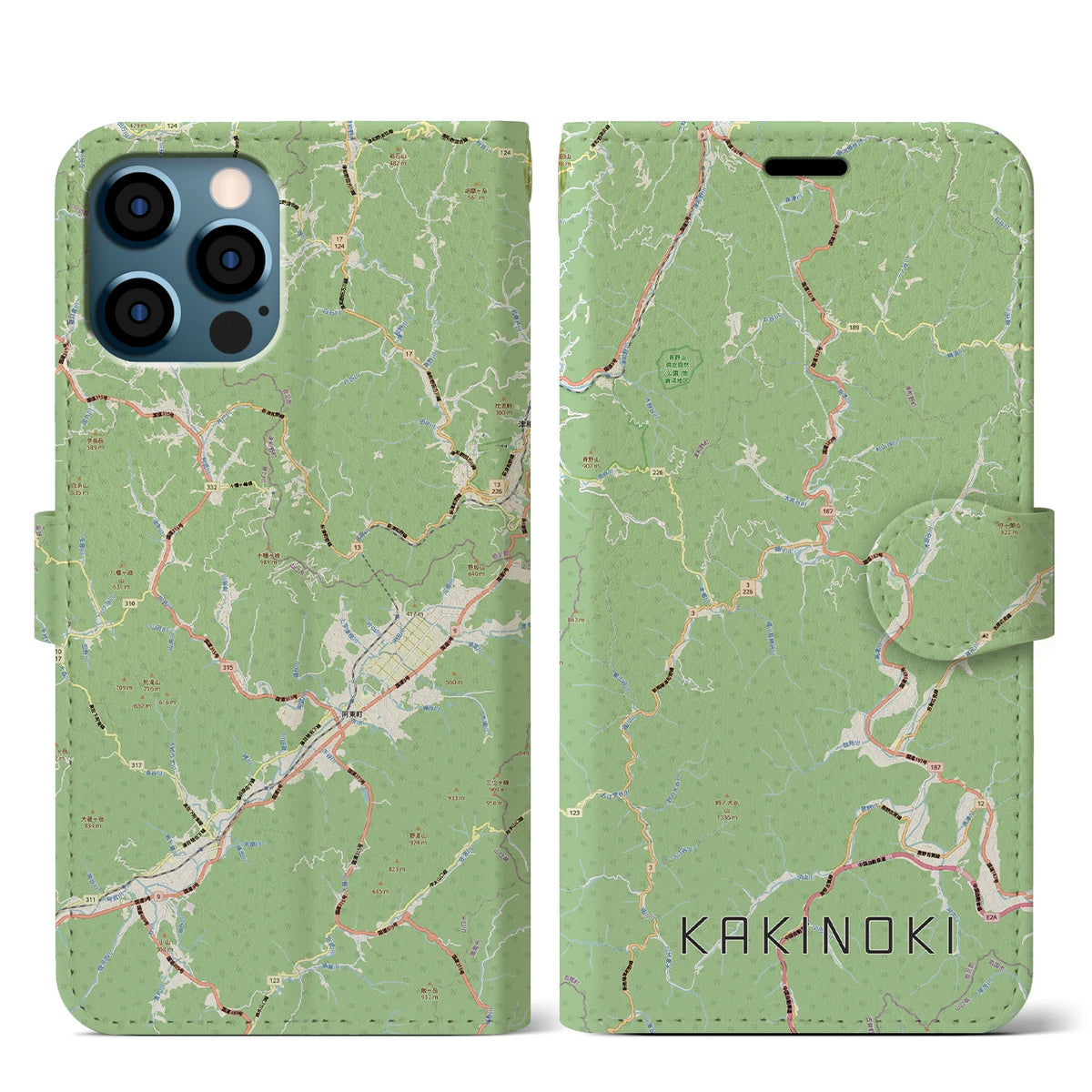 【柿木（島根県）】地図柄iPhoneケース（手帳タイプ）