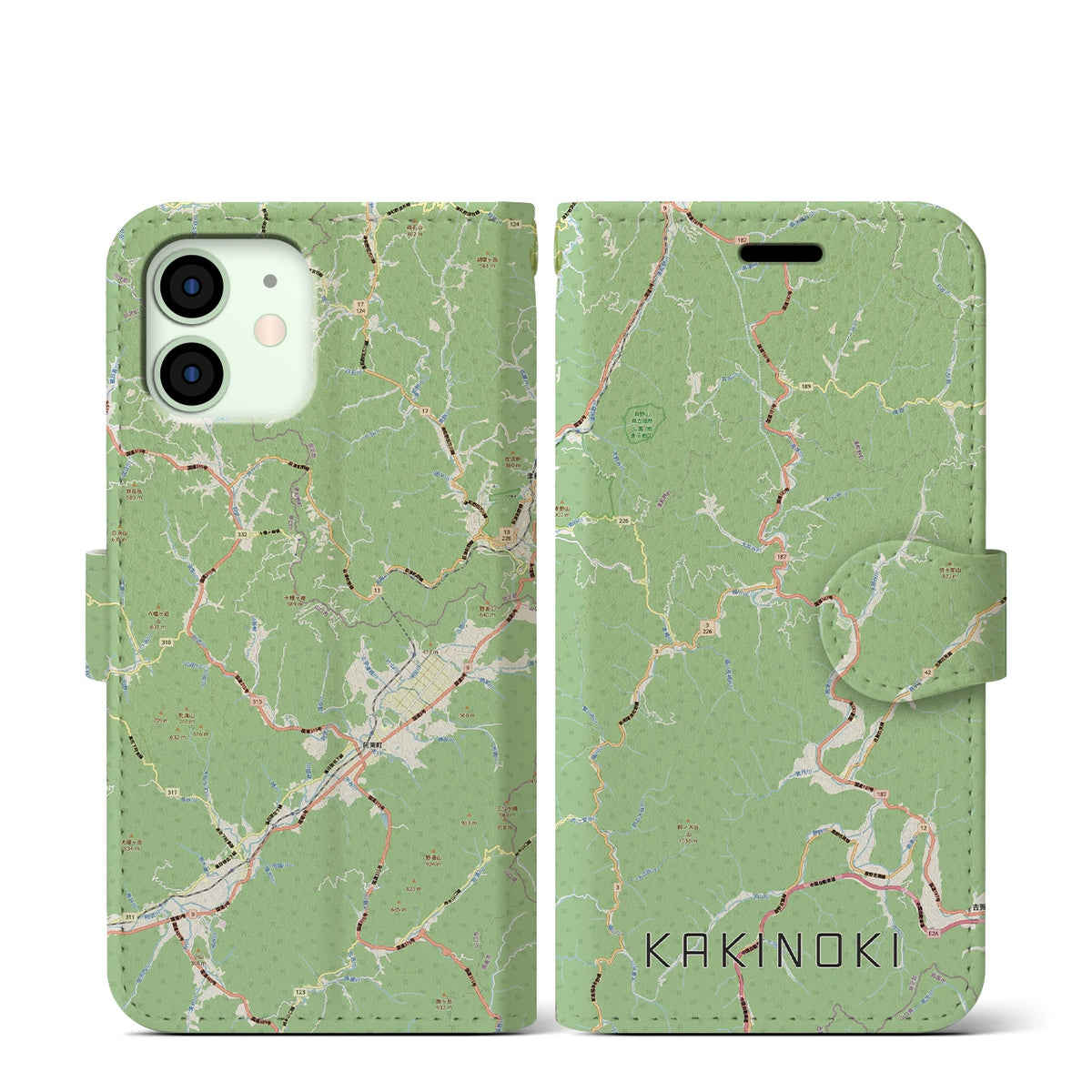 【柿木（島根県）】地図柄iPhoneケース（手帳タイプ）