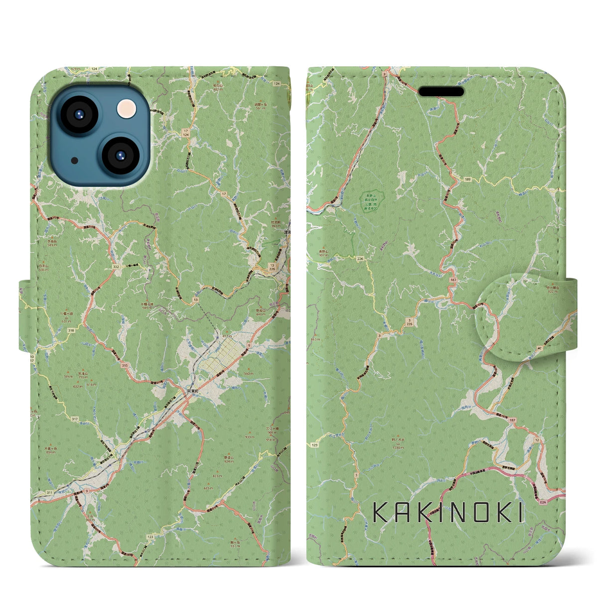 【柿木（島根県）】地図柄iPhoneケース（手帳タイプ）