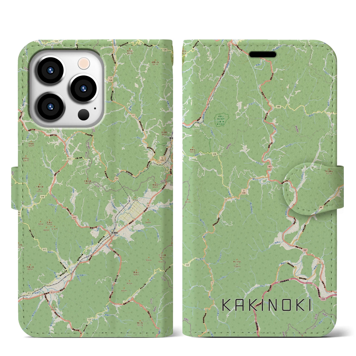 【柿木（島根県）】地図柄iPhoneケース（手帳タイプ）