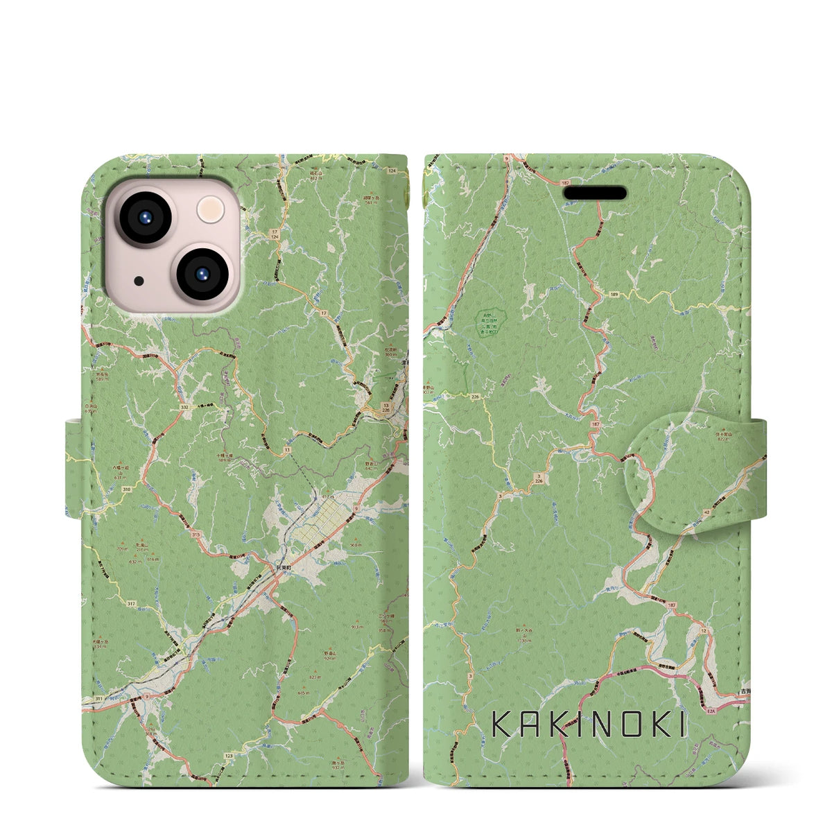 【柿木（島根県）】地図柄iPhoneケース（手帳タイプ）
