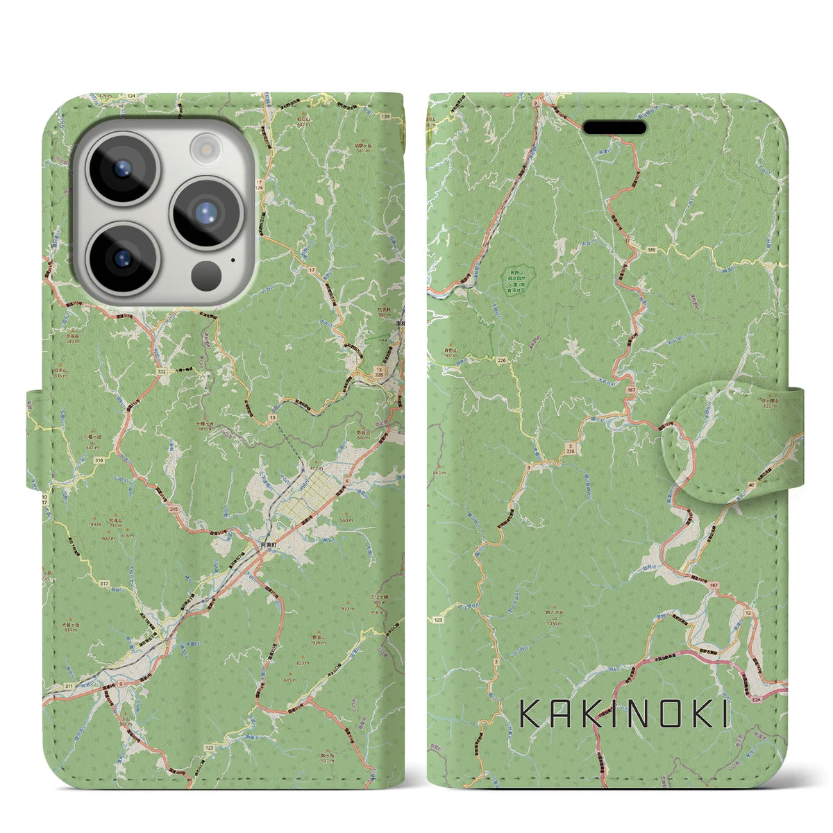 【柿木（島根県）】地図柄iPhoneケース（手帳タイプ）