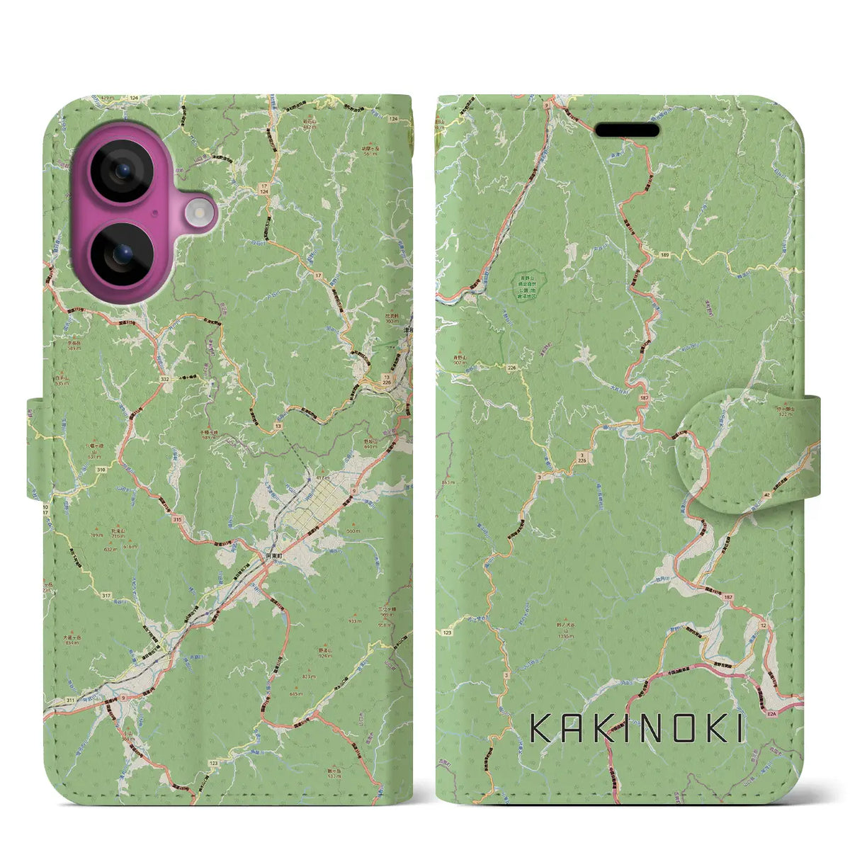 【柿木（島根県）】地図柄iPhoneケース（手帳タイプ）