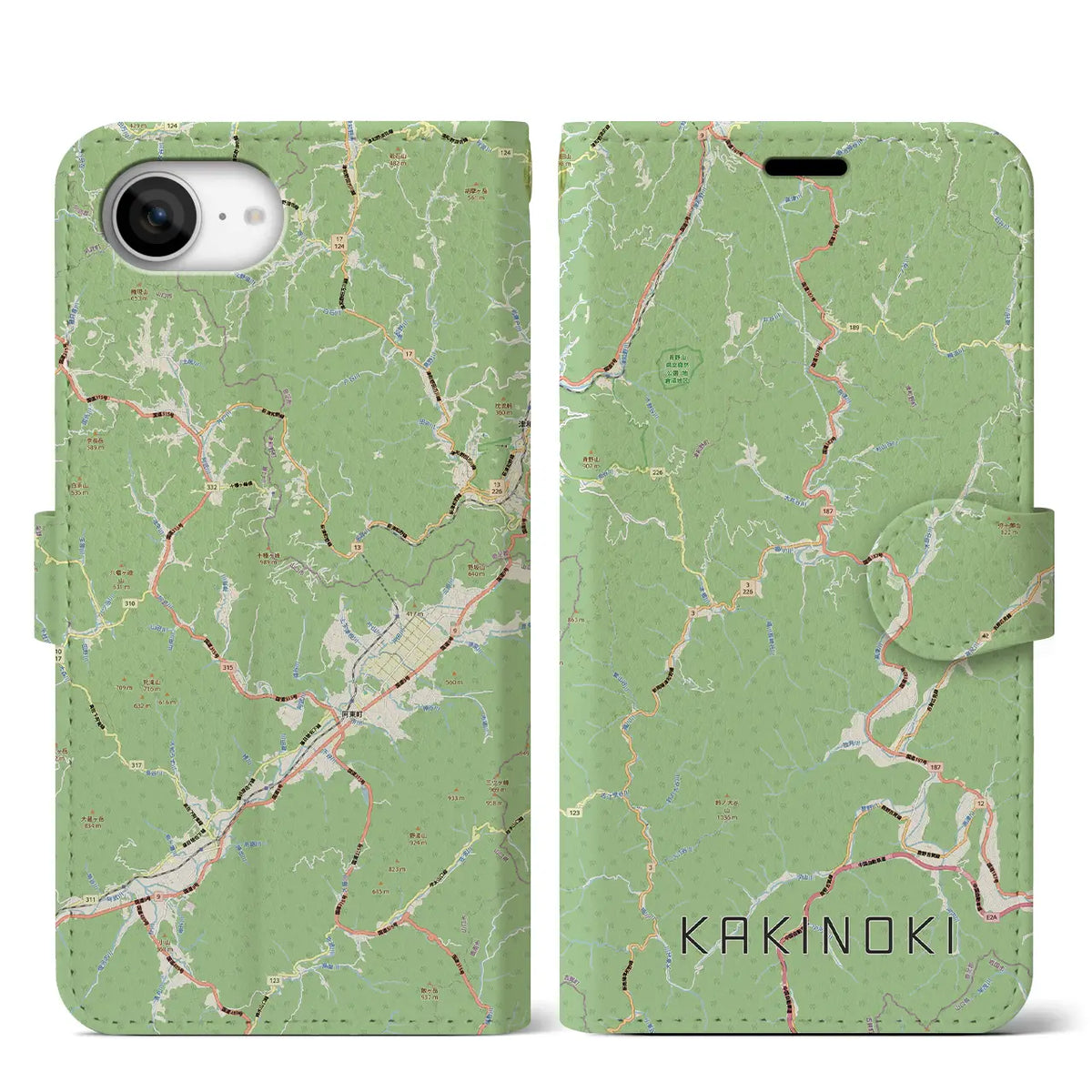 【柿木（島根県）】地図柄iPhoneケース（手帳タイプ）
