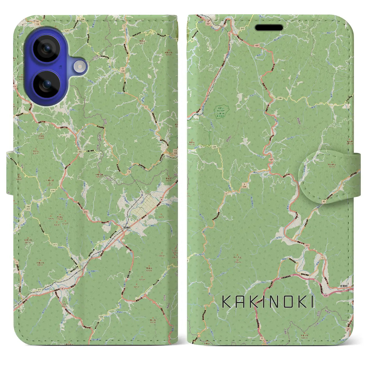 【柿木（島根県）】地図柄iPhoneケース（手帳タイプ）