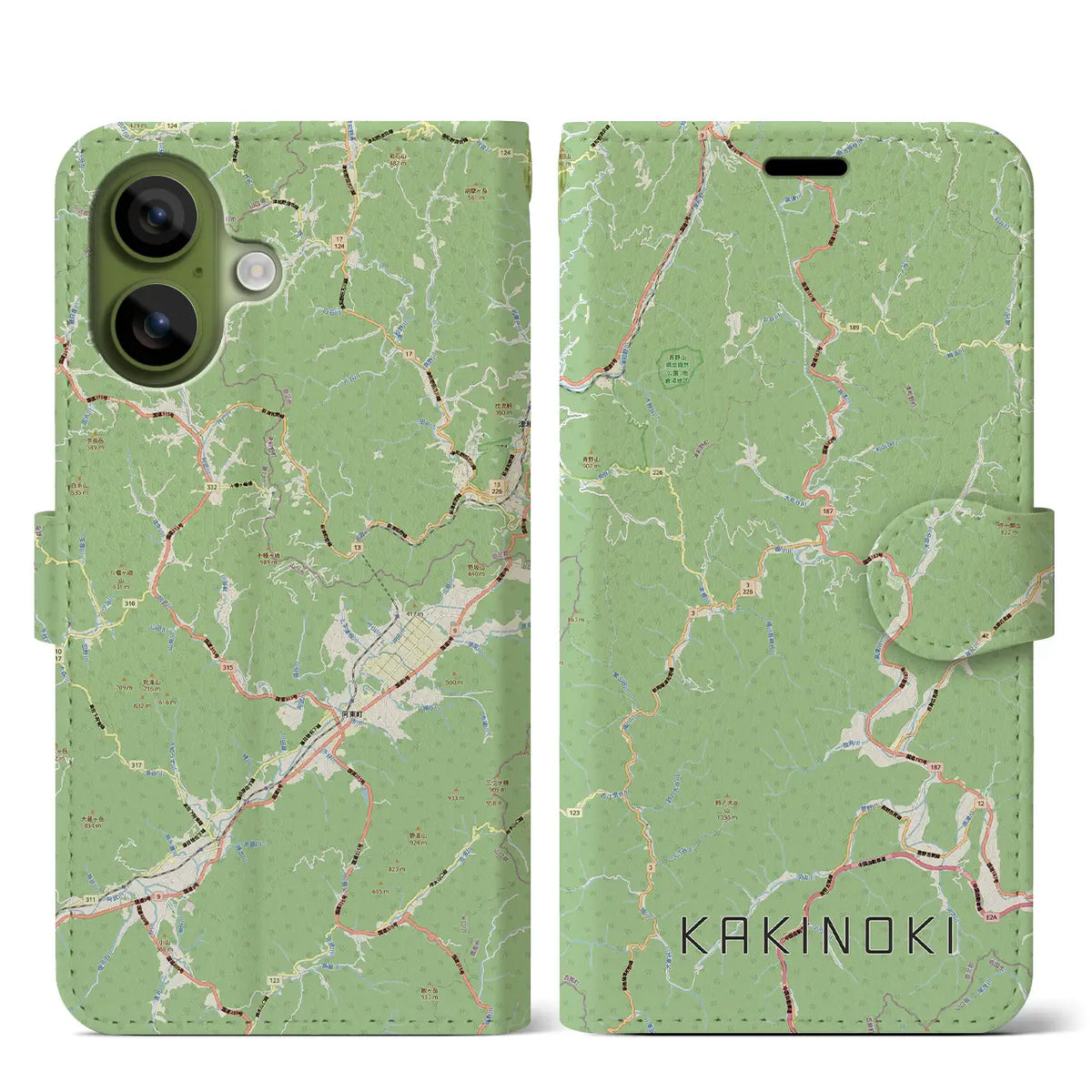 【柿木（島根県）】地図柄iPhoneケース（手帳タイプ）