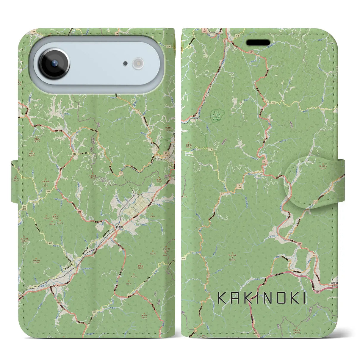 【柿木（島根県）】地図柄iPhoneケース（手帳タイプ）