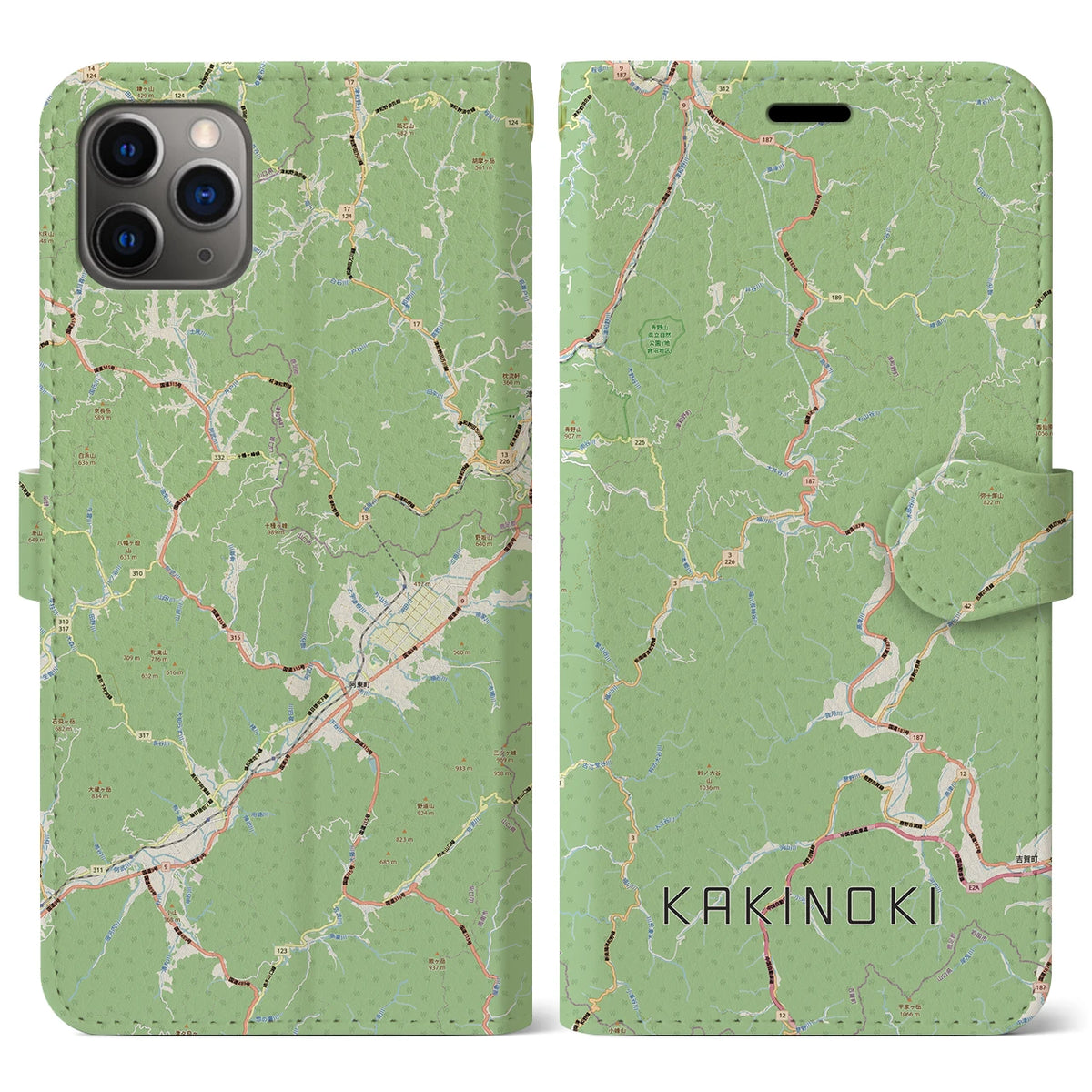 【柿木（島根県）】地図柄iPhoneケース（手帳タイプ）