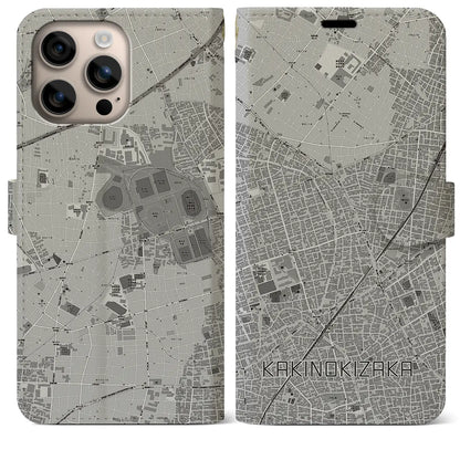 【柿の木坂（東京都）】地図柄iPhoneケース（手帳タイプ）モノトーン・iPhone 16 Plus 用