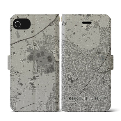 【柿の木坂（東京都）】地図柄iPhoneケース（手帳タイプ）モノトーン・iPhone SE（第3 / 第2世代） / 8 / 7 / 6s / 6 用