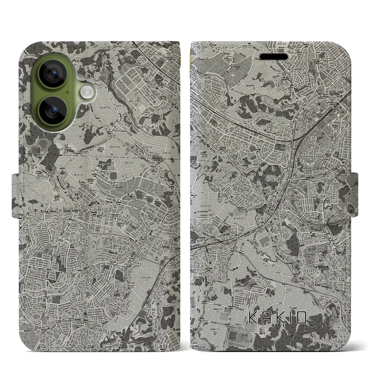 【柿生（神奈川県）】地図柄iPhoneケース（手帳タイプ）