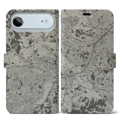 【柿生（神奈川県）】地図柄iPhoneケース（手帳タイプ）