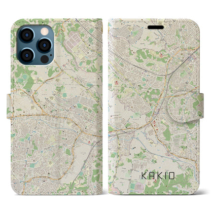【柿生（神奈川県）】地図柄iPhoneケース（手帳タイプ）ナチュラル・iPhone 12 / 12 Pro 用