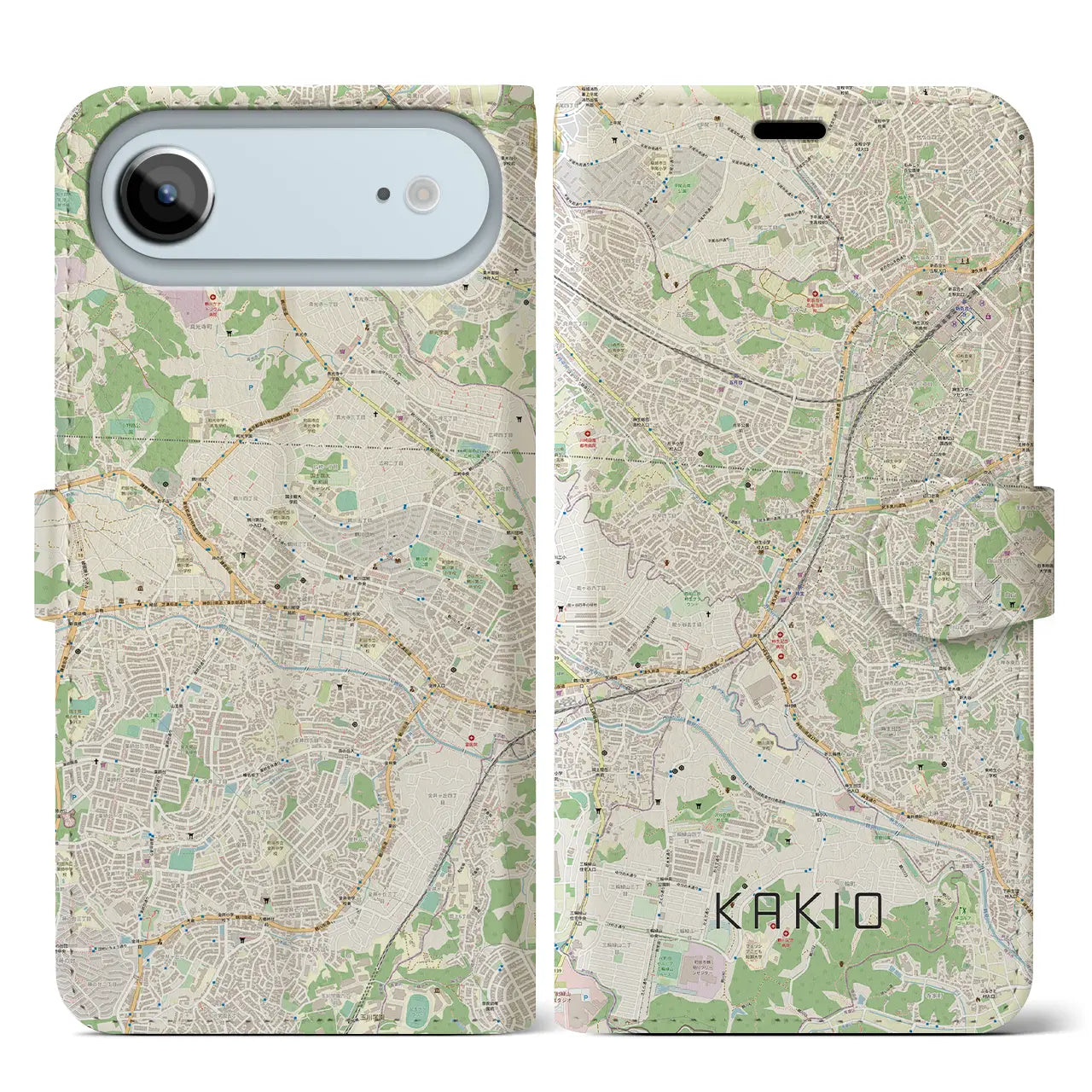 【柿生（神奈川県）】地図柄iPhoneケース（手帳タイプ）