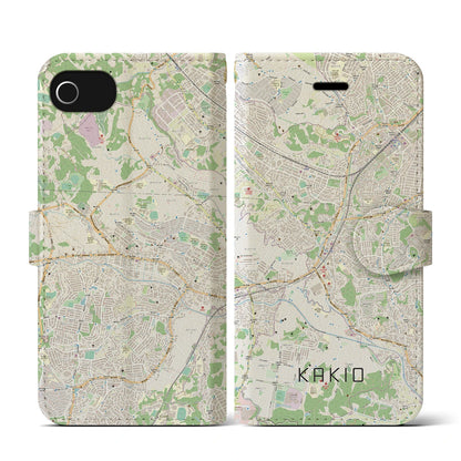 【柿生（神奈川県）】地図柄iPhoneケース（手帳タイプ）ナチュラル・iPhone SE（第3 / 第2世代） / 8 / 7 / 6s / 6 用