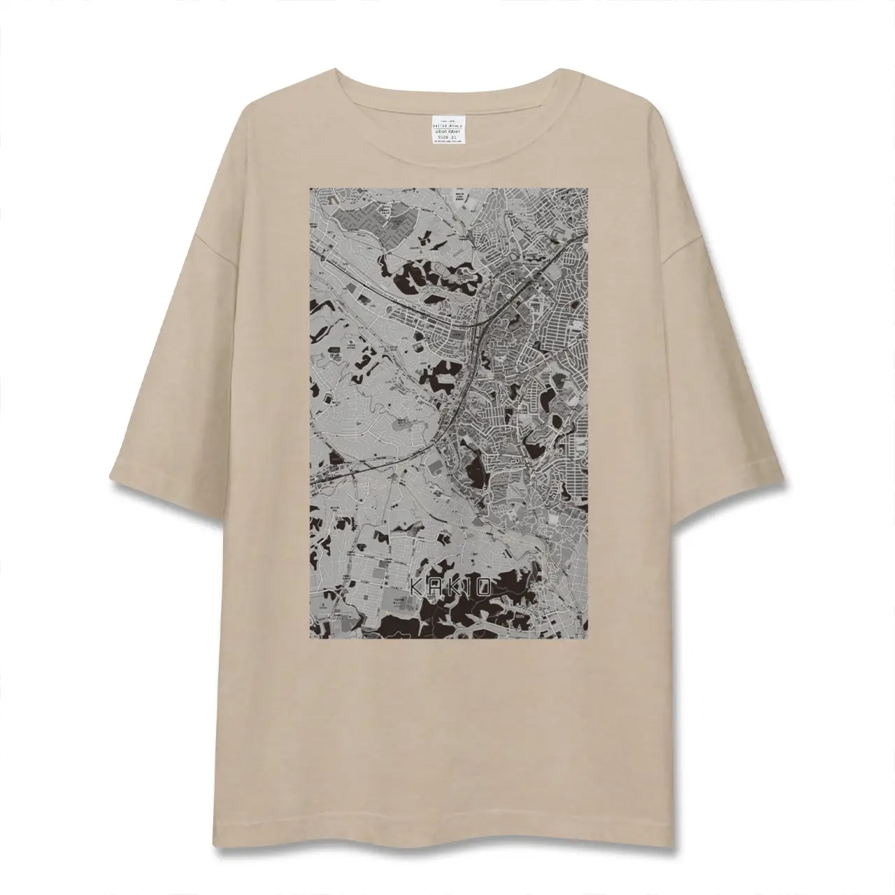 【柿生（神奈川県）】地図柄ビッグシルエットTシャツ