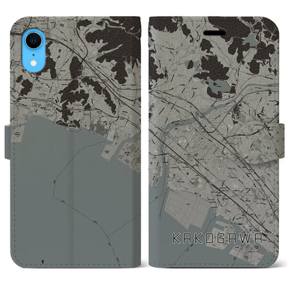 【加古川（兵庫県）】地図柄iPhoneケース（手帳タイプ）モノトーン・iPhone XR 用