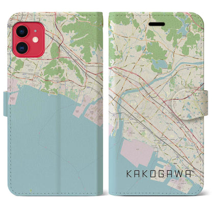 【加古川（兵庫県）】地図柄iPhoneケース（手帳タイプ）ナチュラル・iPhone 11 用