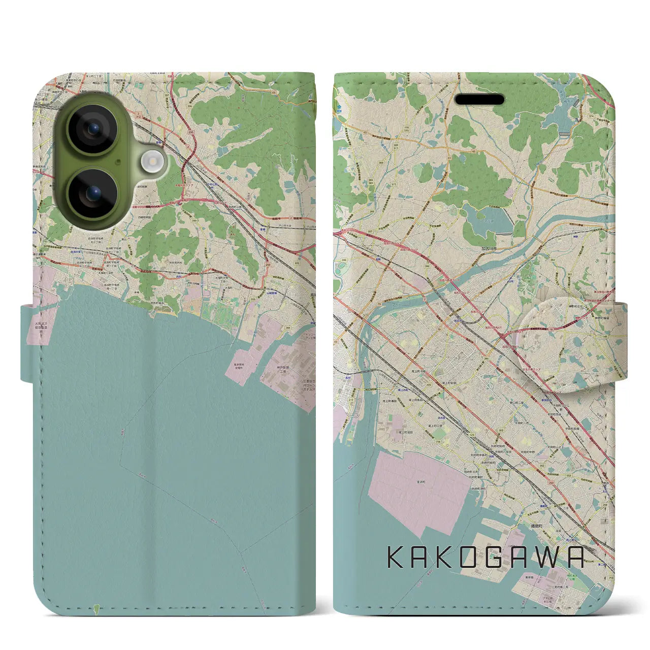 【加古川（兵庫県）】地図柄iPhoneケース（手帳タイプ）