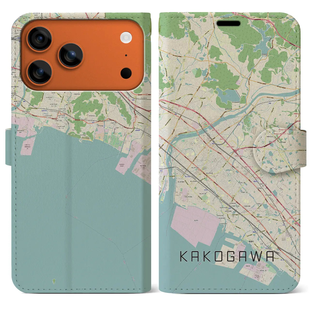 【加古川（兵庫県）】地図柄iPhoneケース（手帳タイプ）