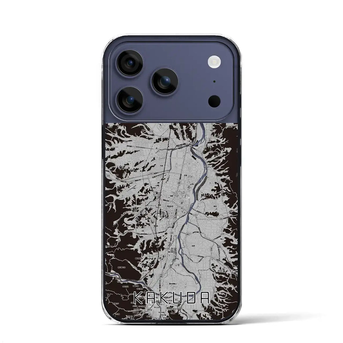 【角田(宮城県)】地図柄iPhoneケース(クリアタイプ)モノトーン・iPhone 17 Pro Max 用