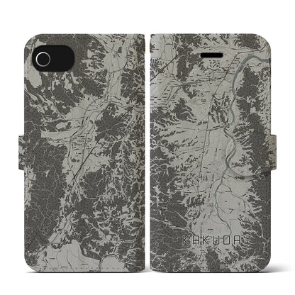 【角田（宮城県）】地図柄iPhoneケース（手帳タイプ）モノトーン・iPhone SE（第3 / 第2世代） / 8 / 7 / 6s / 6 用