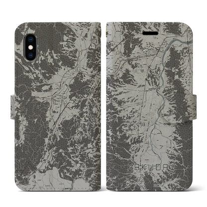 【角田（宮城県）】地図柄iPhoneケース（手帳タイプ）モノトーン・iPhone XS / X 用