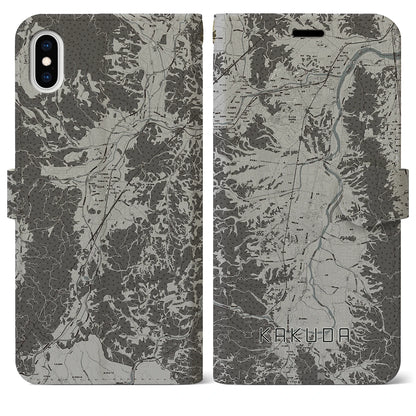 【角田（宮城県）】地図柄iPhoneケース（手帳タイプ）モノトーン・iPhone XS Max 用