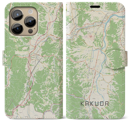【角田（宮城県）】地図柄iPhoneケース（手帳タイプ）ナチュラル・iPhone 14 Pro Max 用