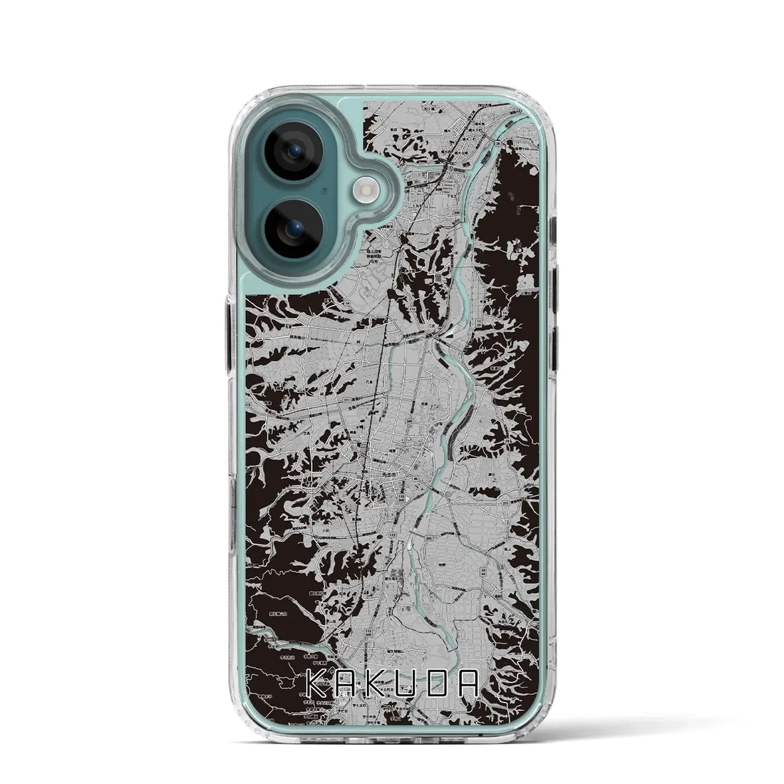 【角田(宮城県)】地図柄iPhoneケース(MagSafeタイプ)モノトーン・iPhone 16 Pro 用