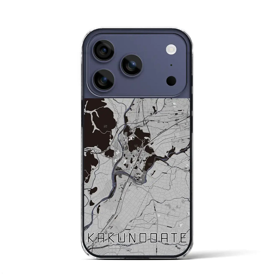 【角館(秋田県)】地図柄iPhoneケース(クリアタイプ)モノトーン・iPhone 17 Pro Max 用