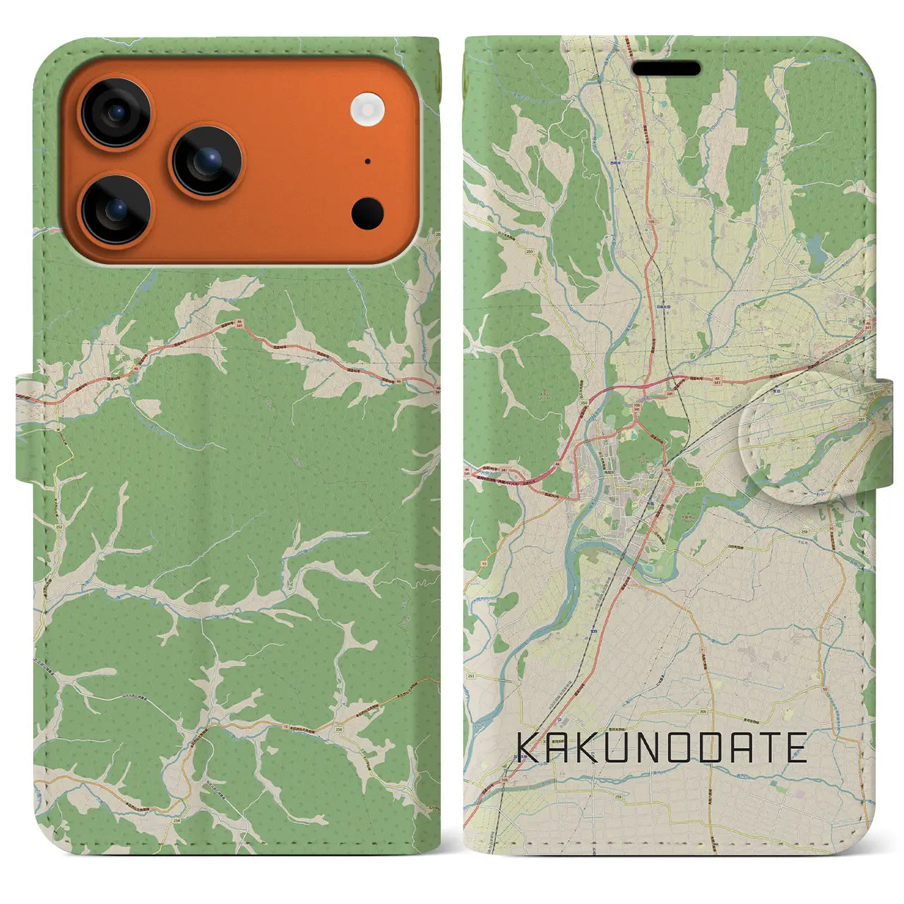 【角館（秋田県）】地図柄iPhoneケース（手帳タイプ）