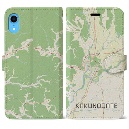 【角館（秋田県）】地図柄iPhoneケース（手帳タイプ）ナチュラル・iPhone XR 用