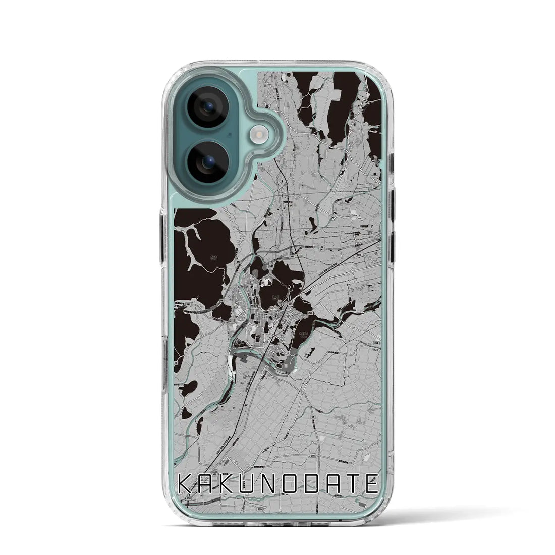 【角館(秋田県)】地図柄iPhoneケース(MagSafeタイプ)モノトーン・iPhone 16 Pro 用