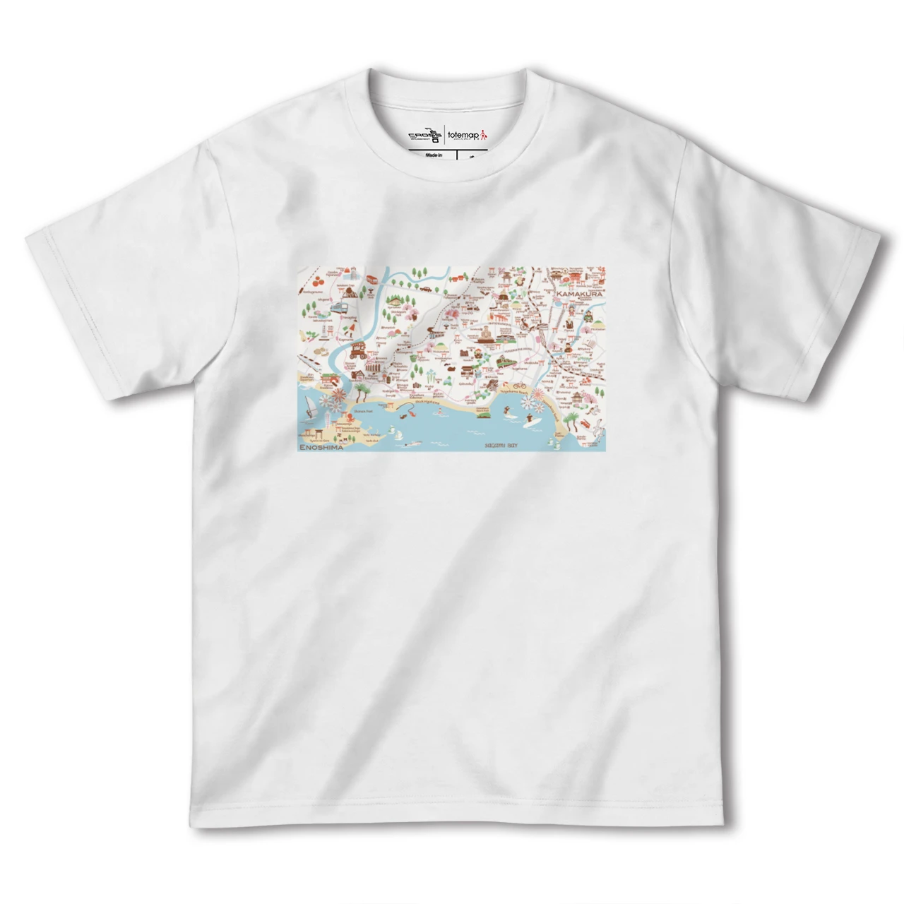【鎌倉江ノ島（神奈川県）】イラストマップTシャツ