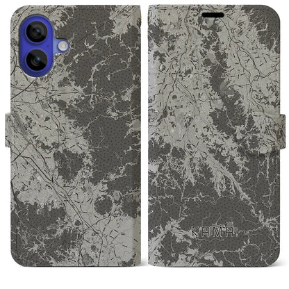 【嘉麻（福岡県）】地図柄iPhoneケース（手帳タイプ）モノトーン・iPhone 16 Pro Max 用