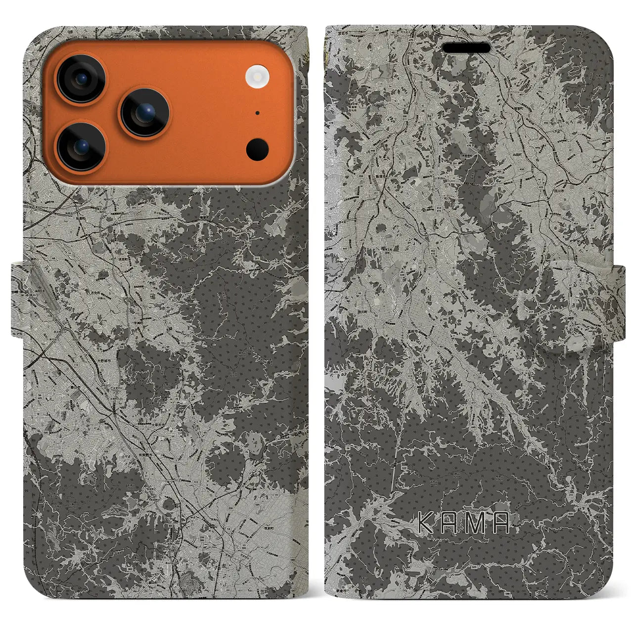 【嘉麻（福岡県）】地図柄iPhoneケース（手帳タイプ）