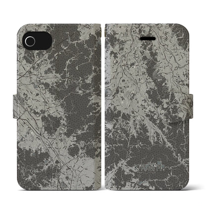 【嘉麻（福岡県）】地図柄iPhoneケース（手帳タイプ）モノトーン・iPhone SE（第3 / 第2世代） / 8 / 7 / 6s / 6 用