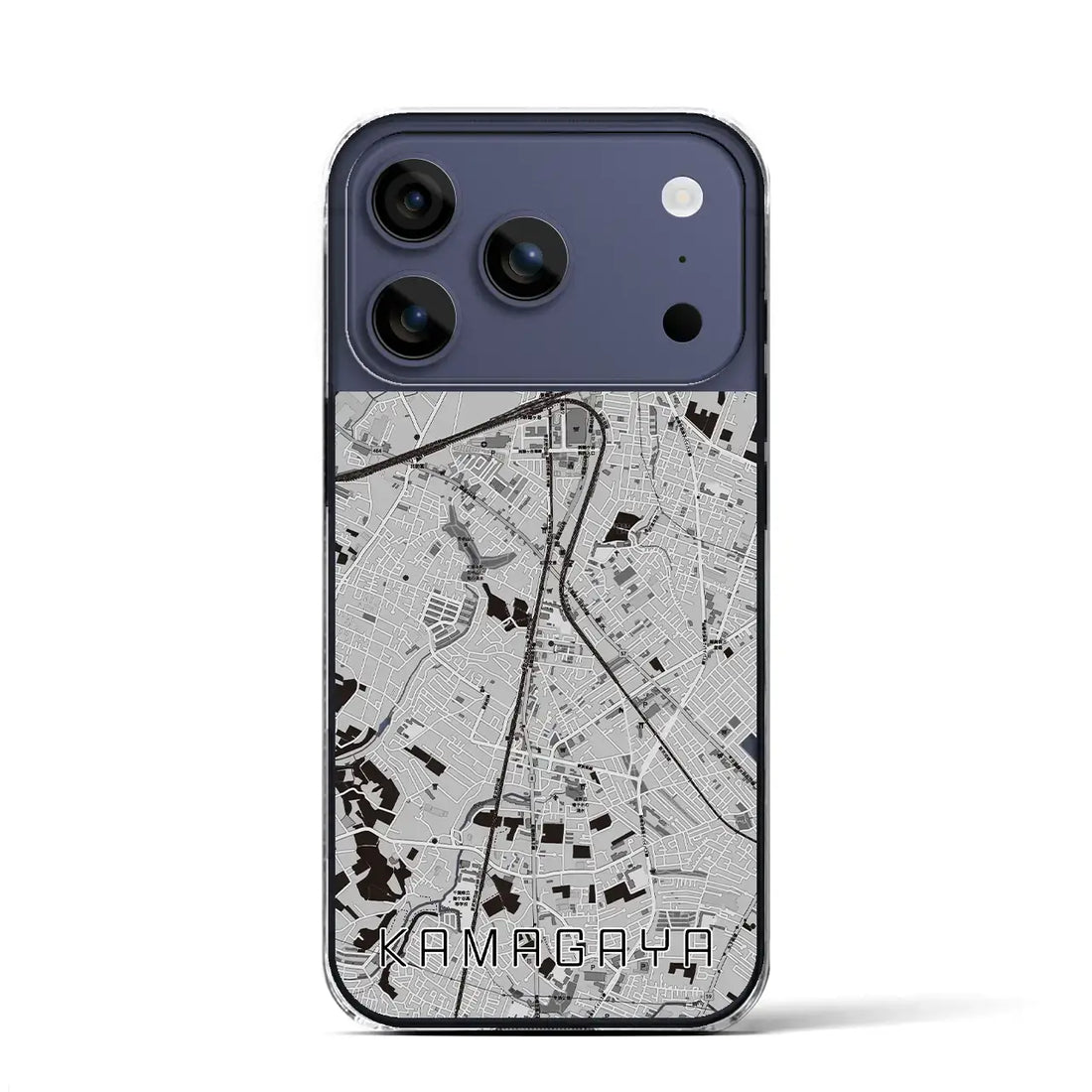 【鎌ケ谷（千葉県）】地図柄iPhoneケース（クリアタイプ）モノトーン・iPhone 17 Pro Max 用