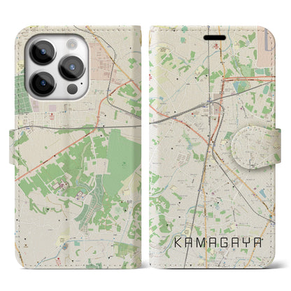【鎌ケ谷（千葉県）】地図柄iPhoneケース（手帳タイプ）ナチュラル・iPhone 14 Pro 用