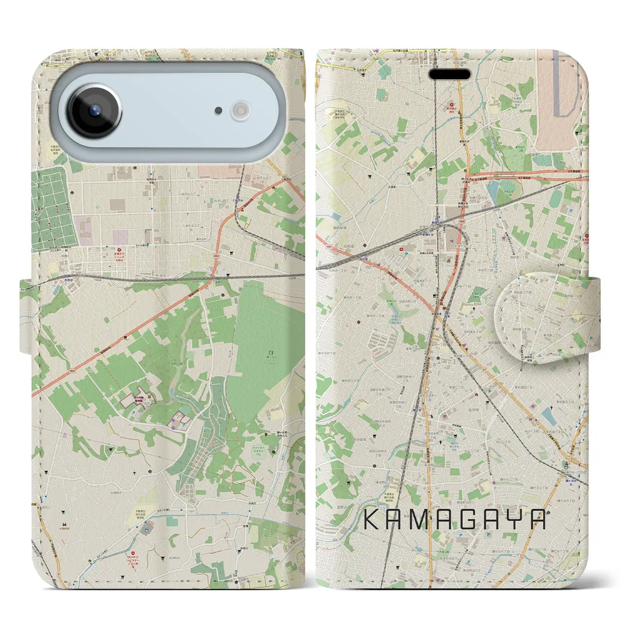 【鎌ケ谷（千葉県）】地図柄iPhoneケース（手帳タイプ）